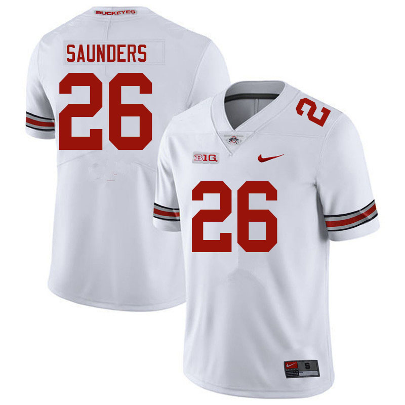 Ohio State Buckeyes #26 Cayden Saunders College Football Jerseys Sale-White